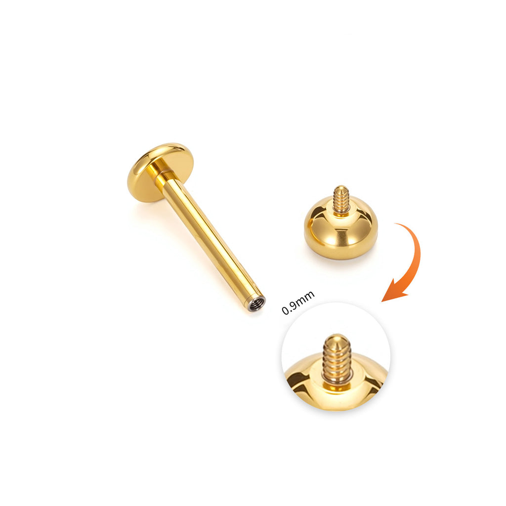 Bezel CZ 18K Gold PVD F136 Titanium Flat Back Stud Earrings