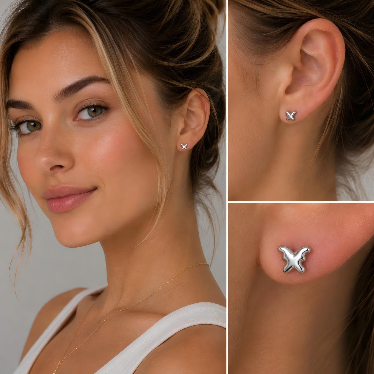 Butterfly F136 Titanium Stud Earrings
