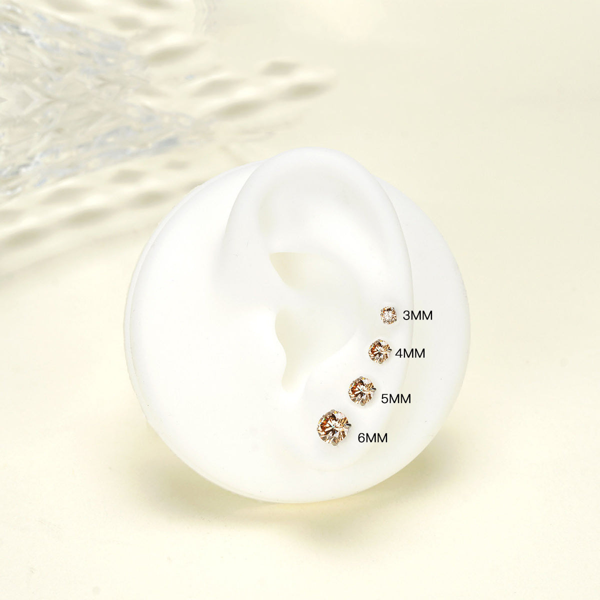 Champagne CZ F136 Titanium Screw Back Stud Earrings