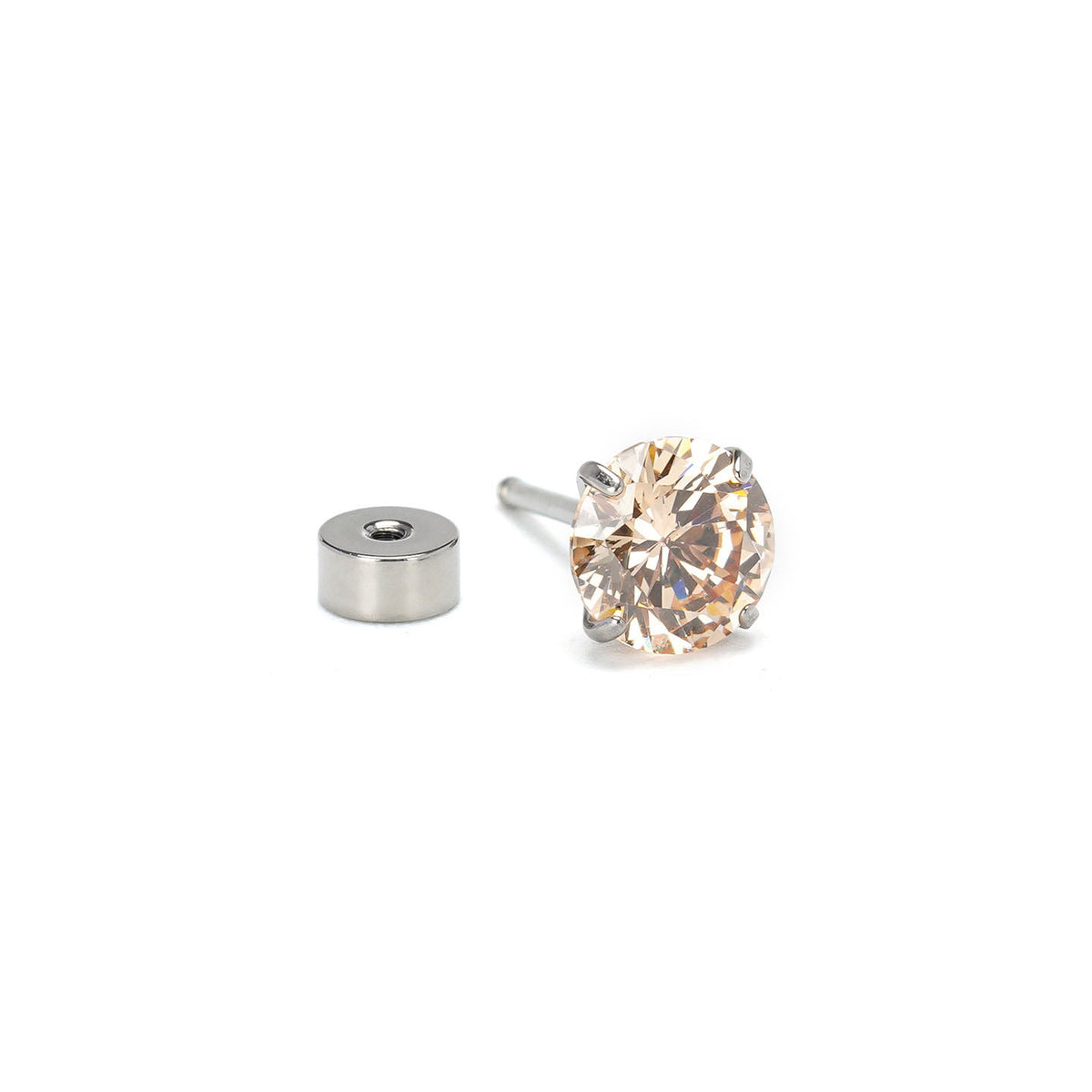 Champagne CZ F136 Titanium Screw Back Stud Earrings