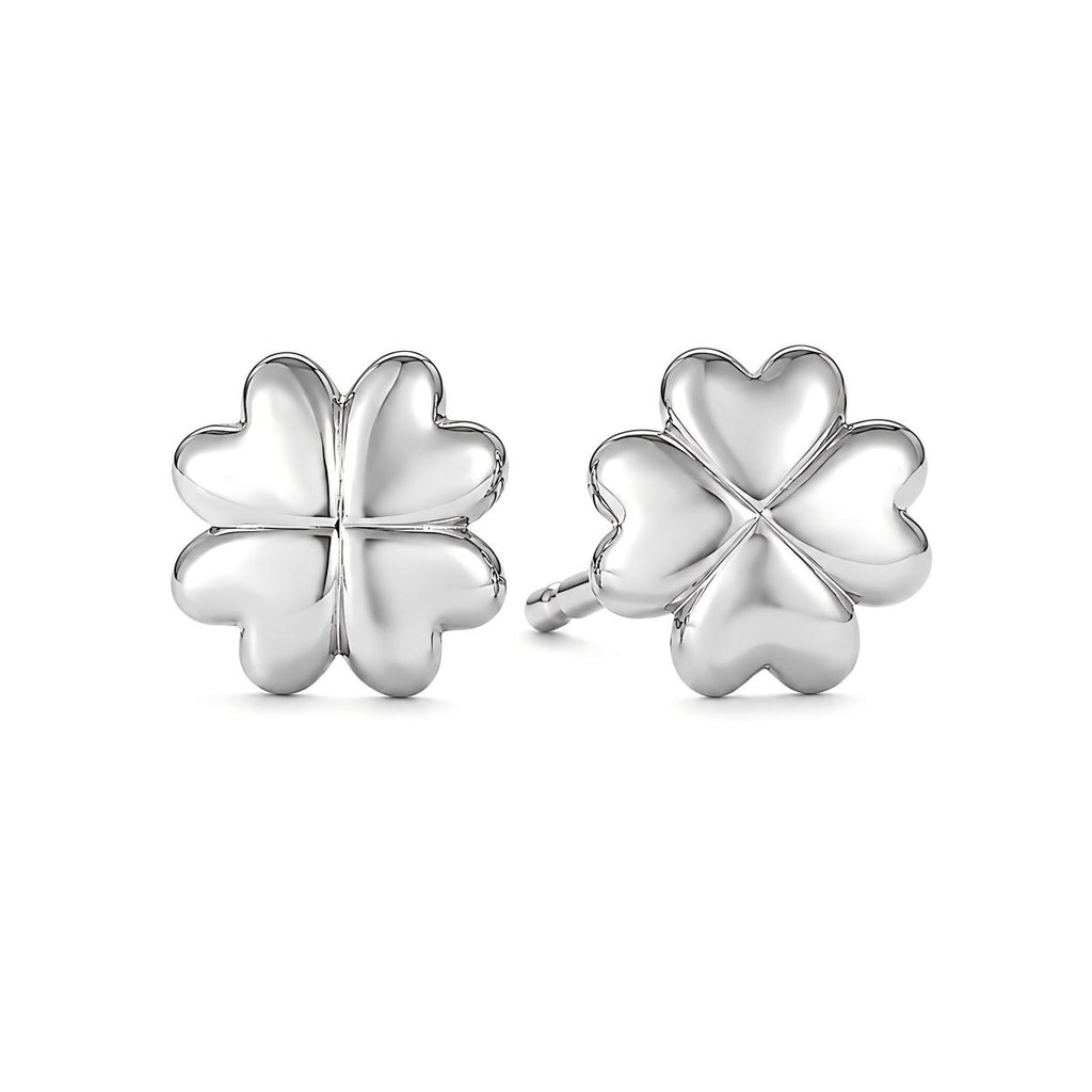 Four-Leaf Clover Silver F136 Titanium Stud Earrings
