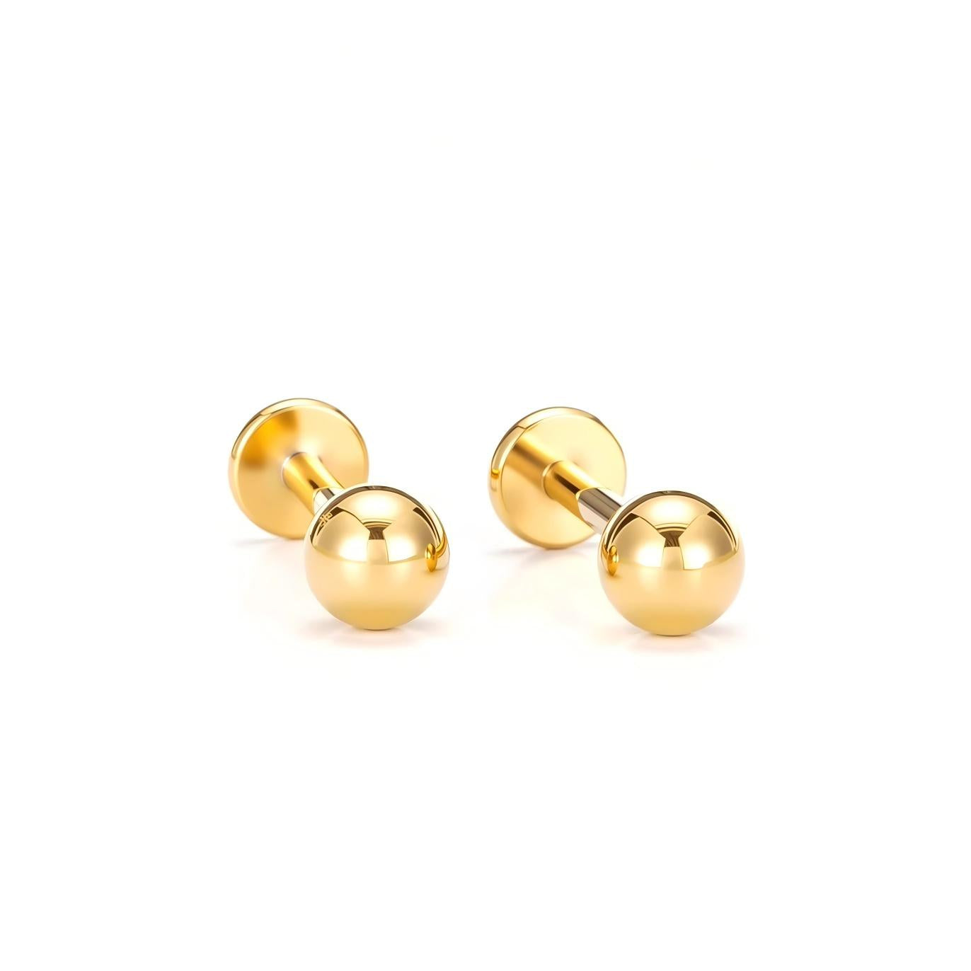 Gold PVD F136 Titanium Ball Stud Earrings