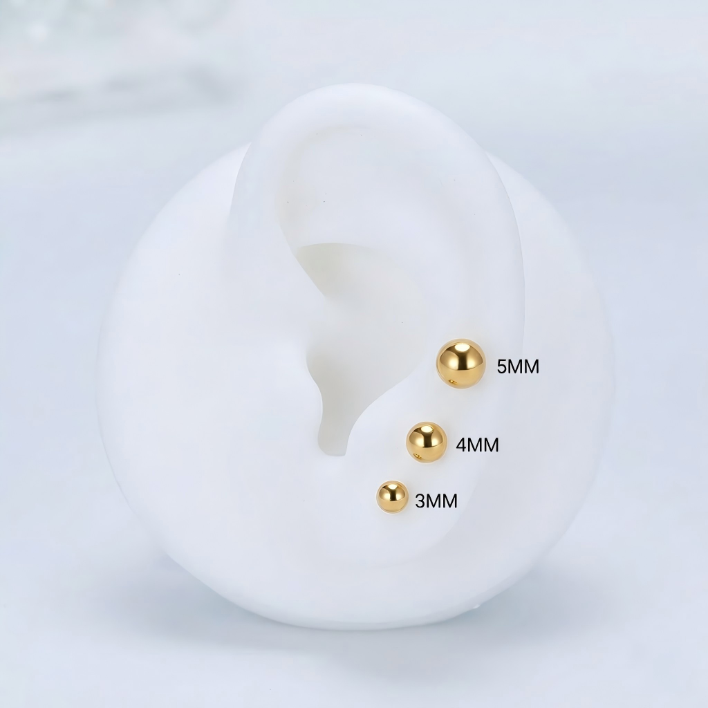 Gold PVD F136 Titanium Ball Stud Earrings