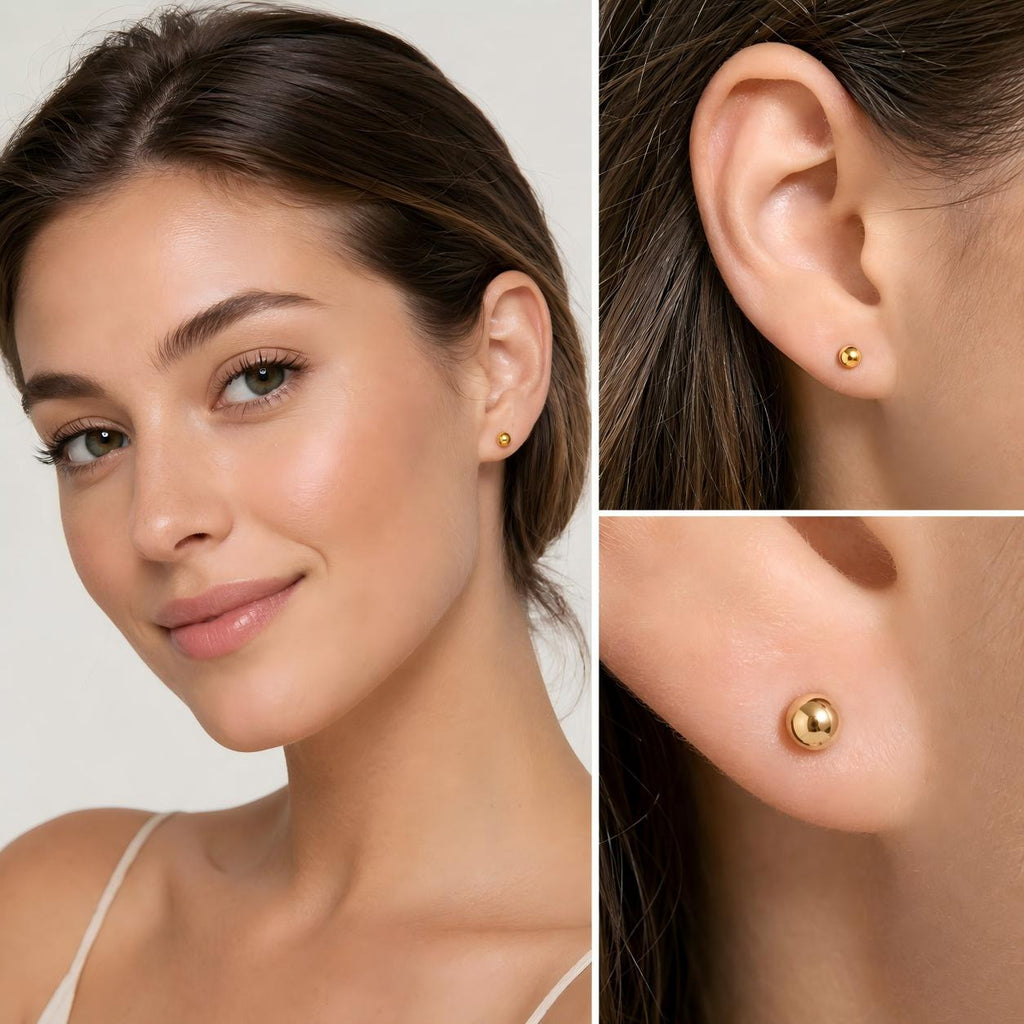 Gold PVD F136 Titanium Ball Stud Earrings