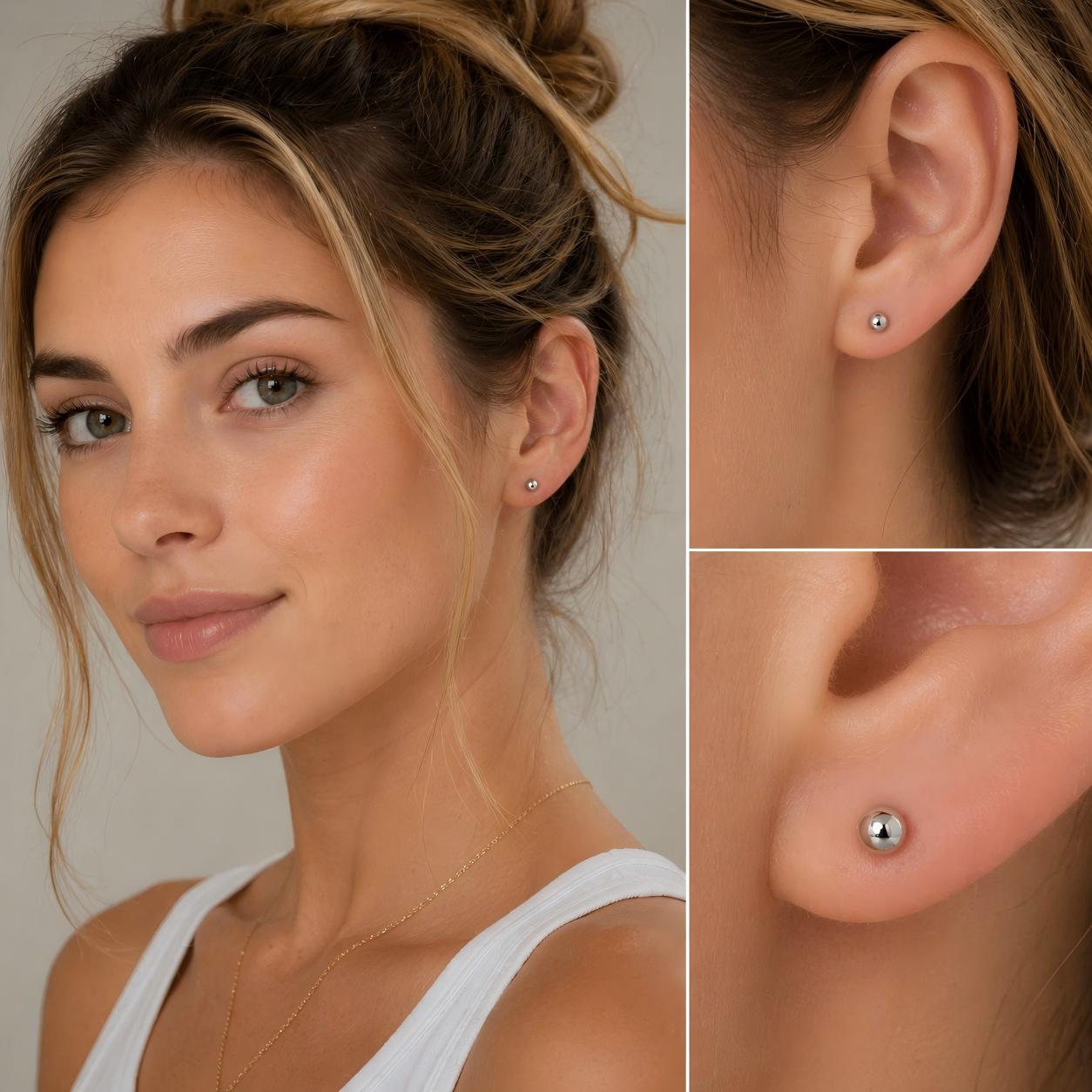 Minimal Silver F136 Titanium Ball Stud Earrings