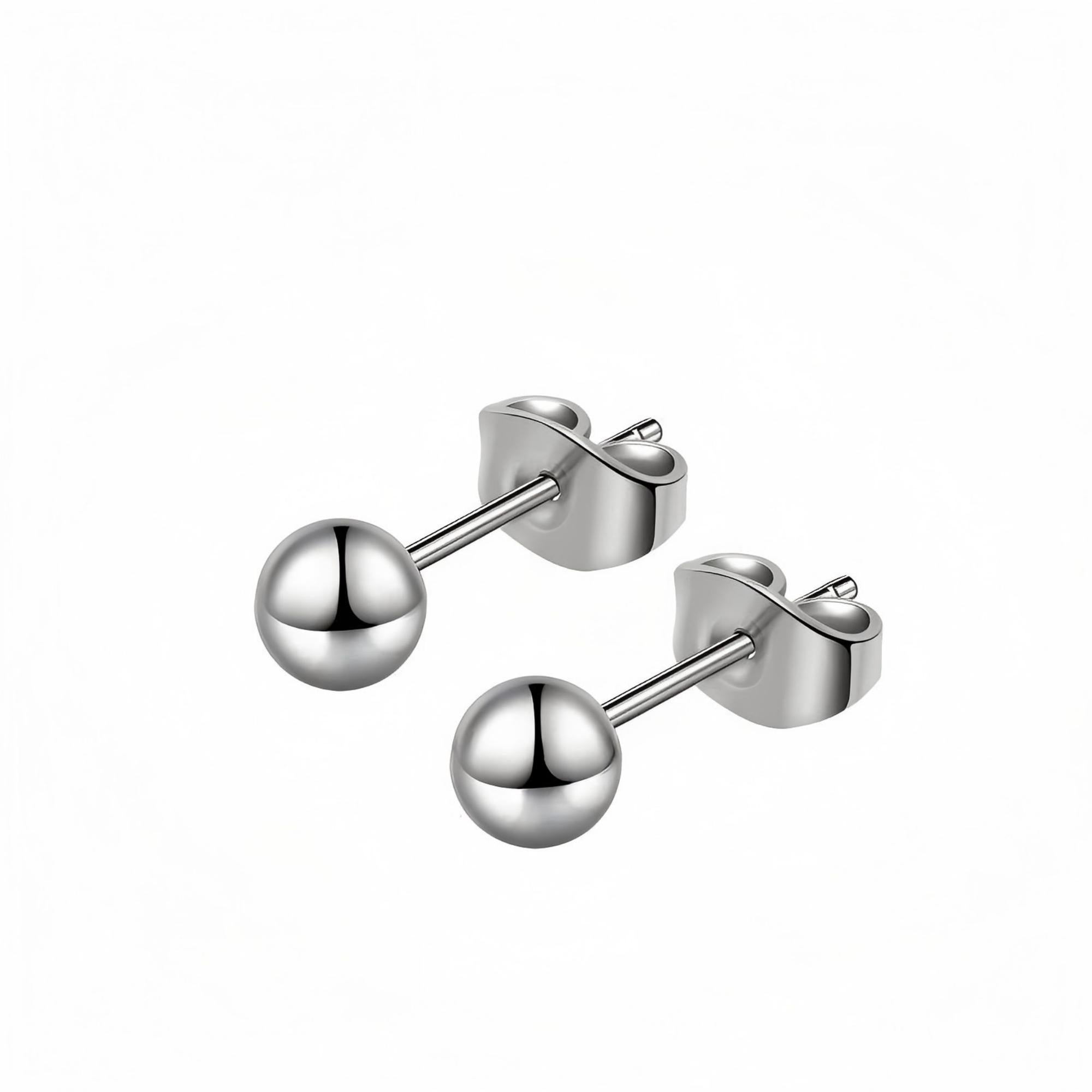 Minimal Silver F136 Titanium Ball Stud Earrings