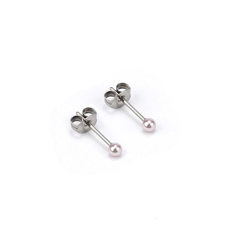 Pink Pearl F136 Titanium Stud Earrings