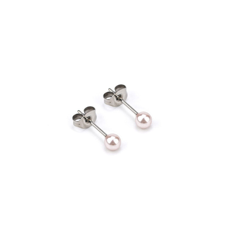 Pink Pearl F136 Titanium Stud Earrings