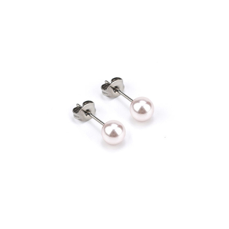 Pink Pearl F136 Titanium Stud Earrings