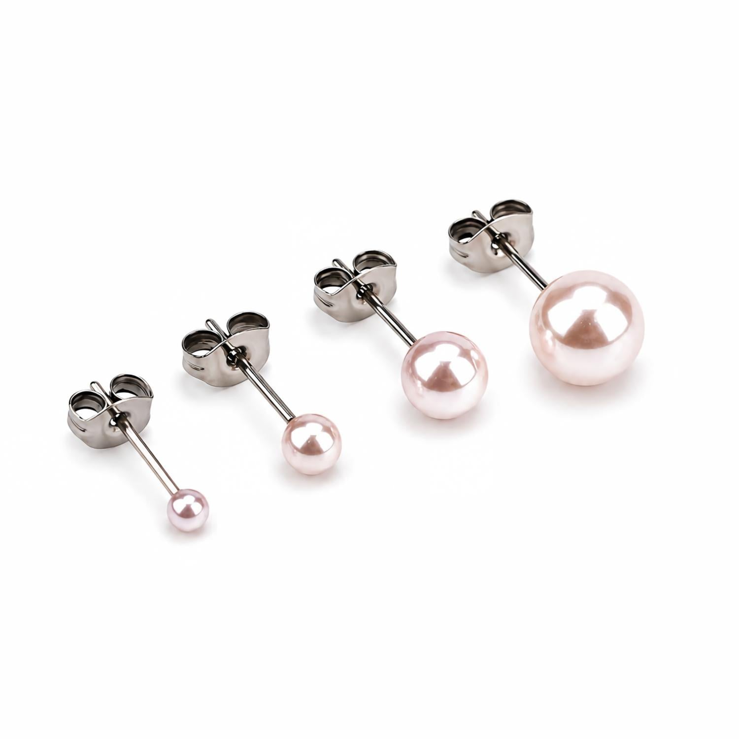 Pink Pearl F136 Titanium Stud Earrings