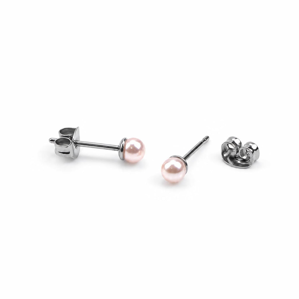Pink Pearl F136 Titanium Stud Earrings