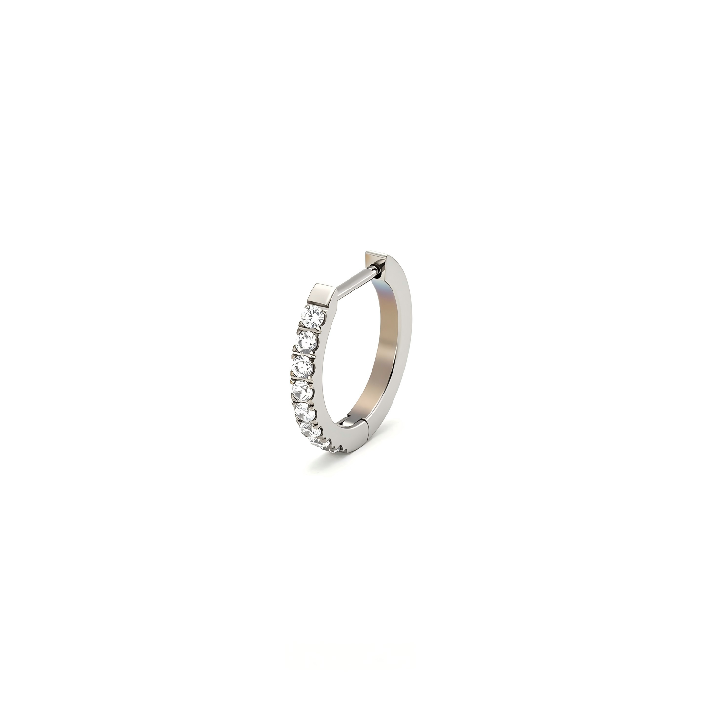 Single CZ Tennis Huggie F136 Titanium Hoop Earring