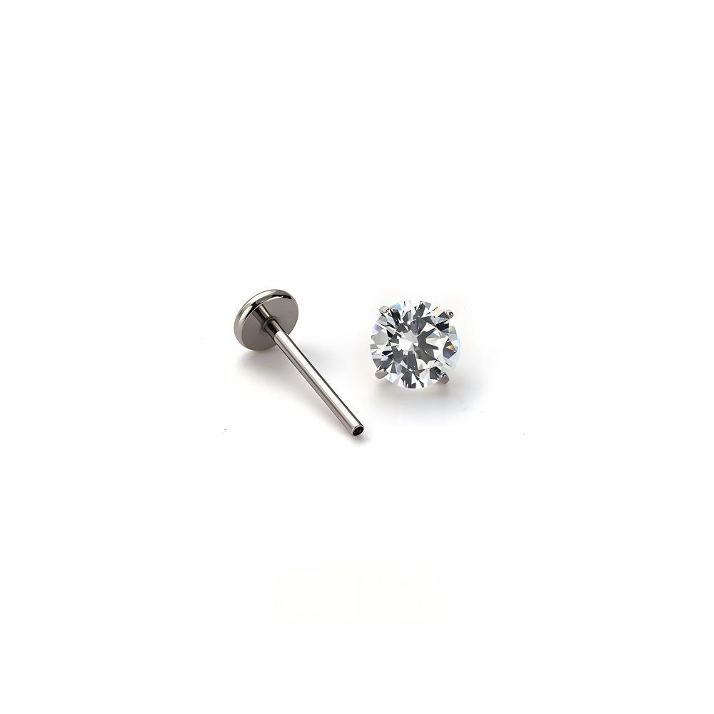 Single Shiny F136 Titanium CZ Flat Back Stud