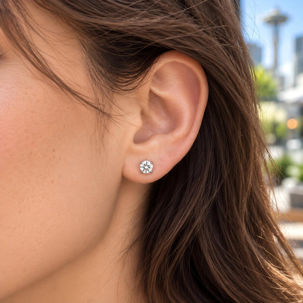 Single Clear Round CZ F136 Titanium Flat Back Stud Earring – GentleTi