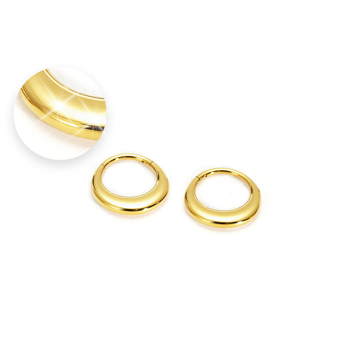 Single Crescent 18K Gold PVD F136 Titanium Clicker Hoop Earrings