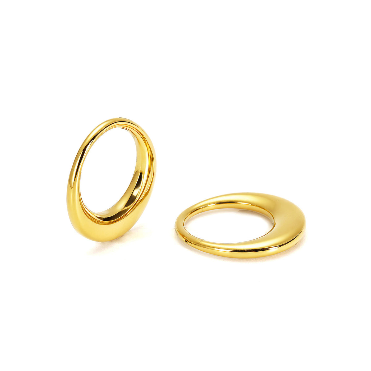 Single Crescent 18K Gold PVD F136 Titanium Clicker Hoop Earrings