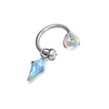 Single Diamond Opal F136 Titanium Horseshoe Hoop Earring