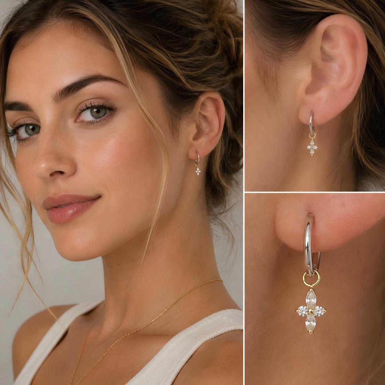 Single Four-Leaf Clover F136 Titanium Clicker Hoop Earring