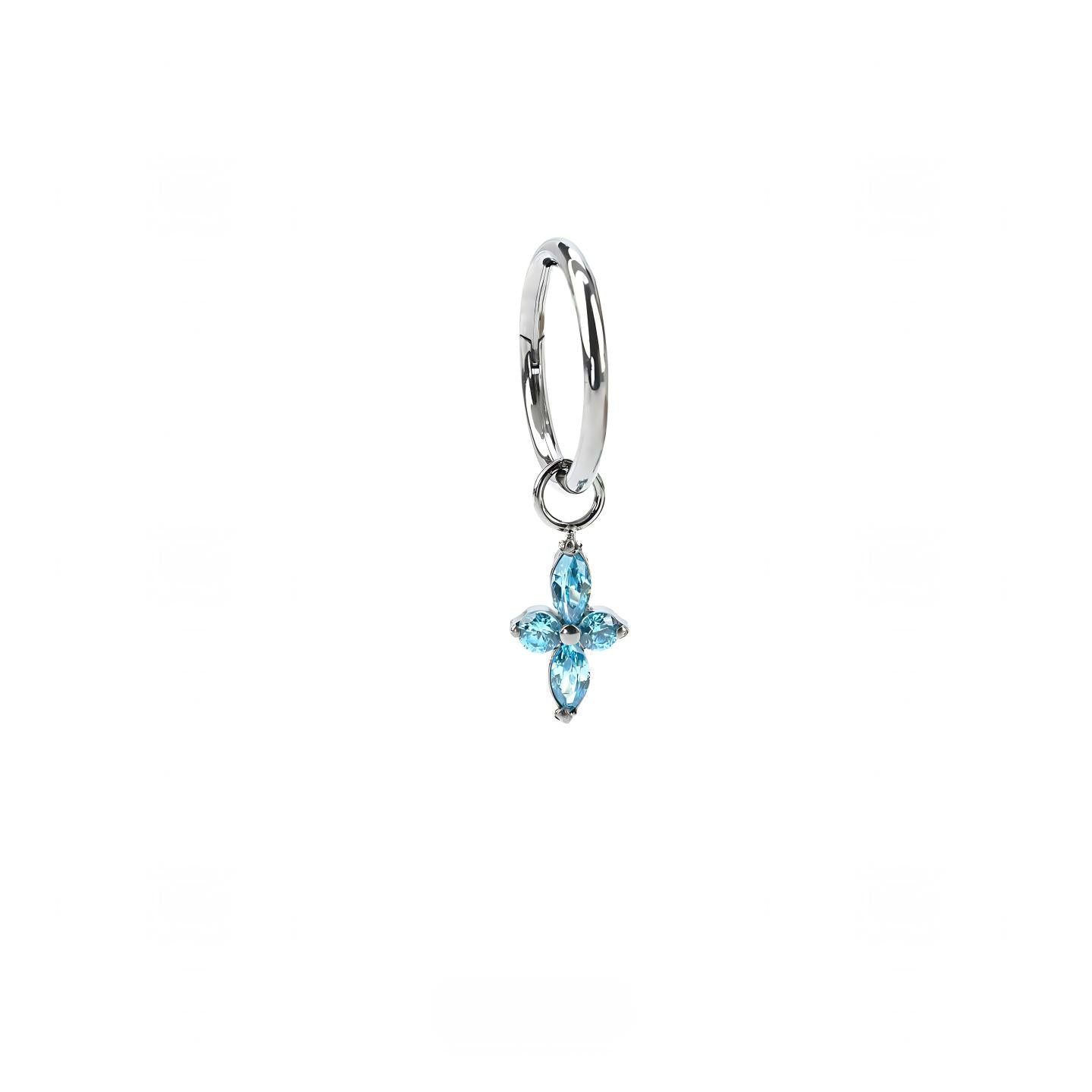 Single Four-Leaf Clover F136 Titanium Clicker Hoop Earring