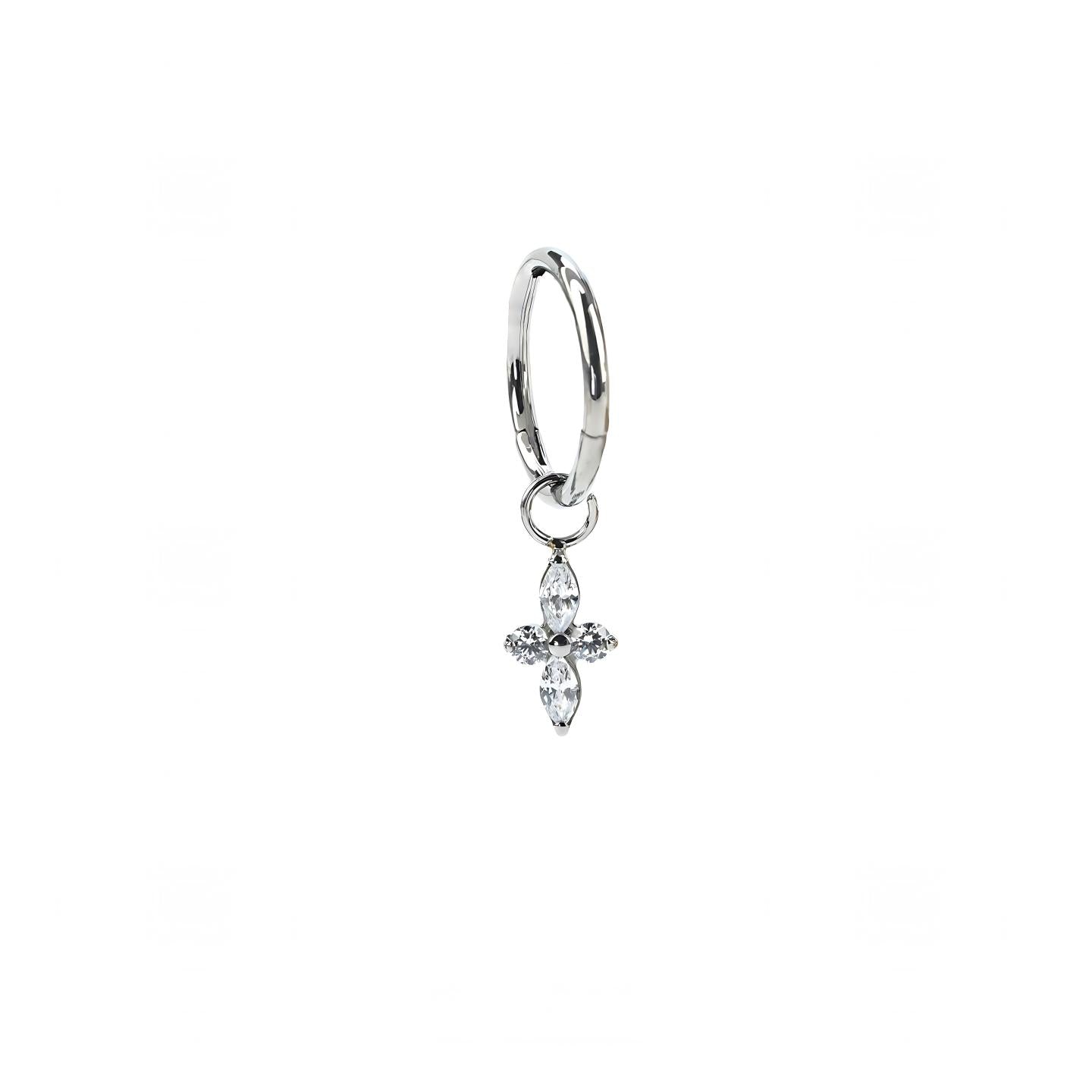 Single Four-Leaf Clover F136 Titanium Clicker Hoop Earring