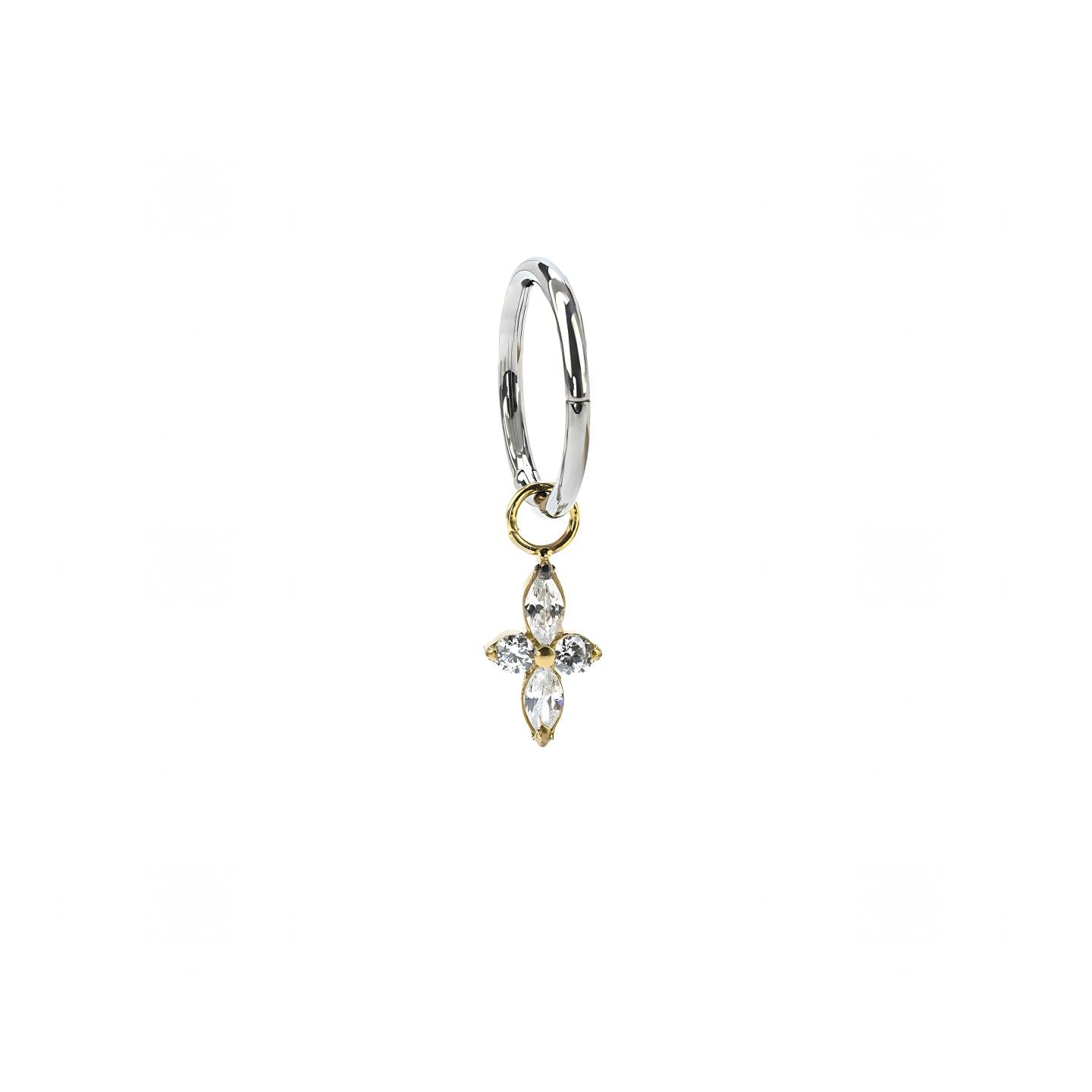 Single Four-Leaf Clover F136 Titanium Clicker Hoop Earring