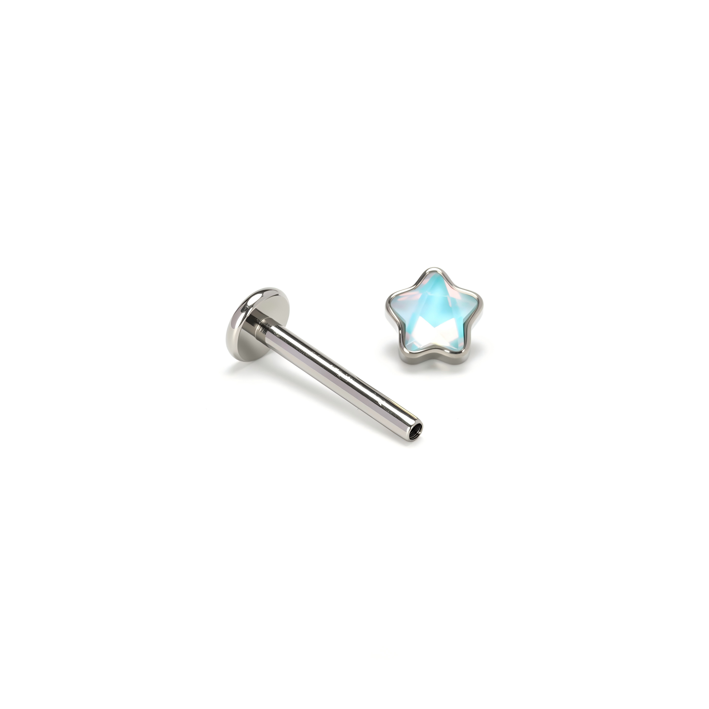 Single Iridescent Star F136 Titanium Flat Back Stud