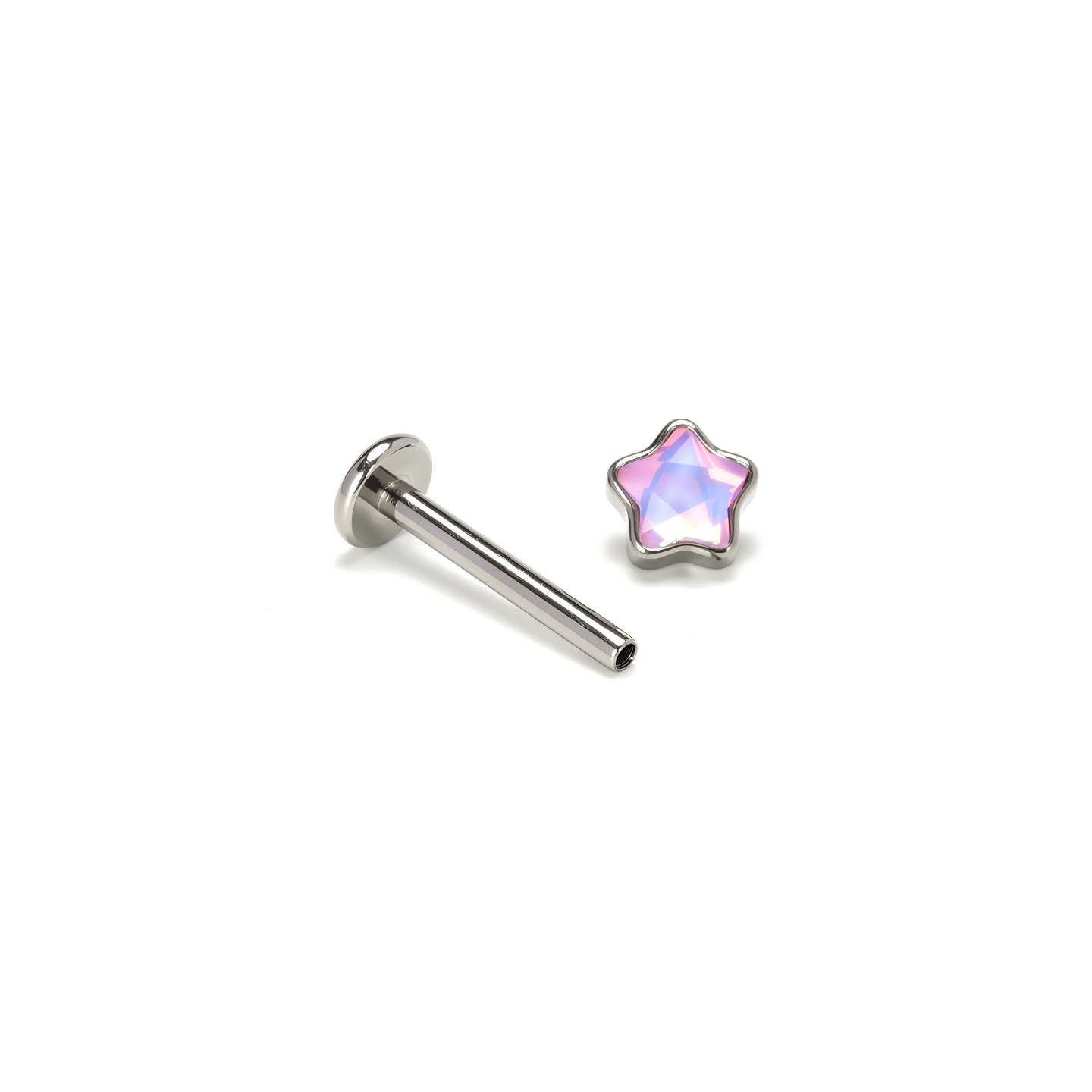 Single Iridescent Star F136 Titanium Flat Back Stud