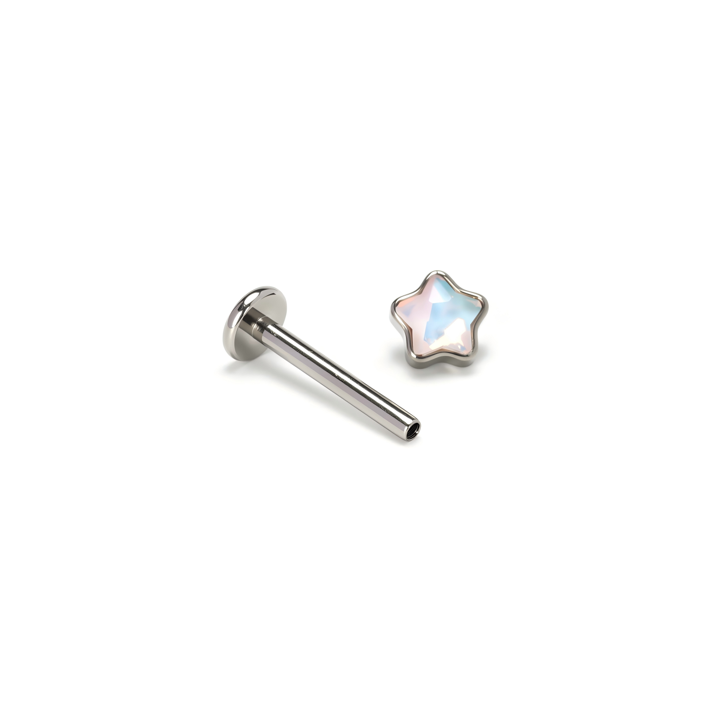 Single Iridescent Star F136 Titanium Flat Back Stud