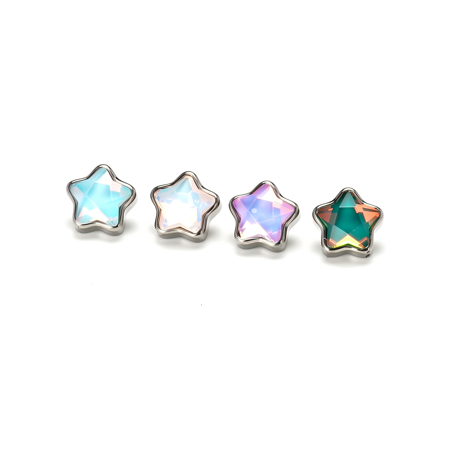 Single Iridescent Star F136 Titanium Flat Back Stud