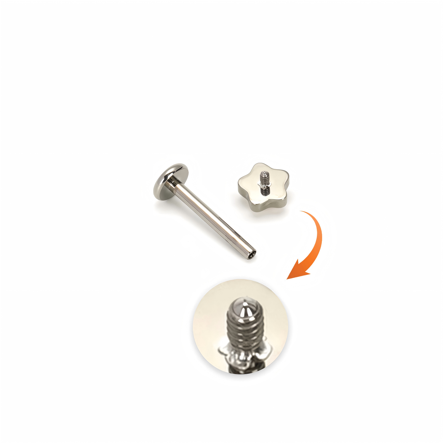 Single Iridescent Star F136 Titanium Flat Back Stud
