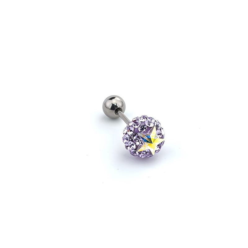 Single Pavé CZ Ball F136 Titanium Flat Back Stud