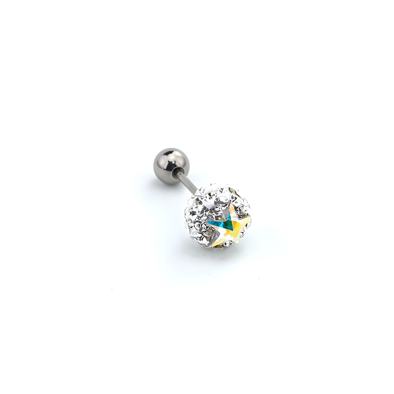 Single Pavé CZ Ball F136 Titanium Flat Back Stud