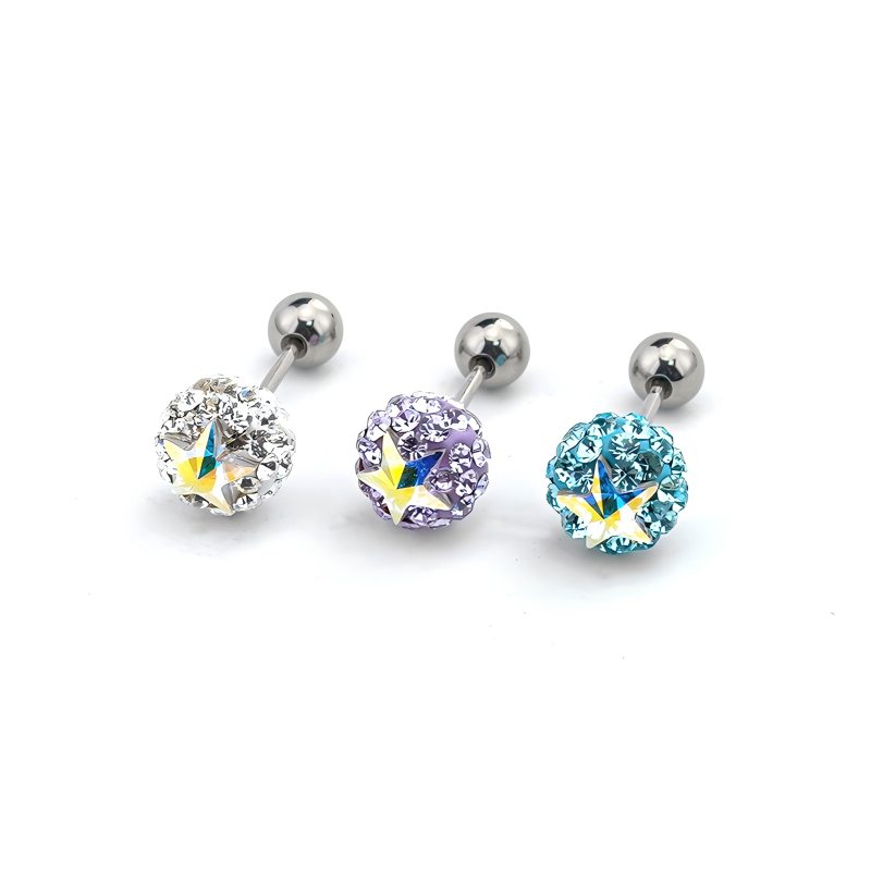Single Pavé CZ Ball F136 Titanium Flat Back Stud