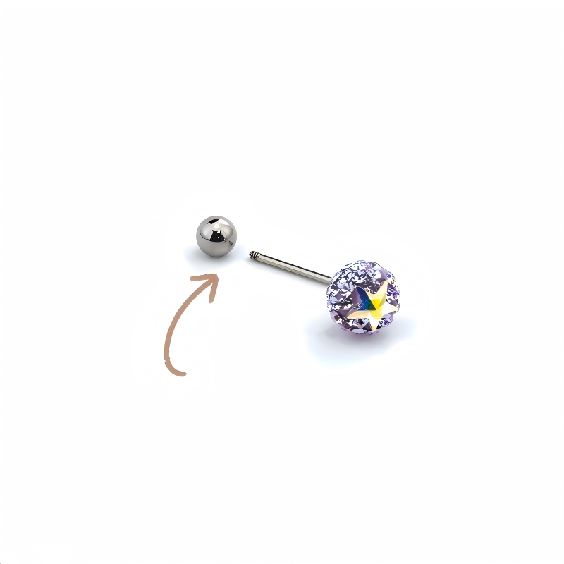 Single Pavé CZ Ball F136 Titanium Flat Back Stud