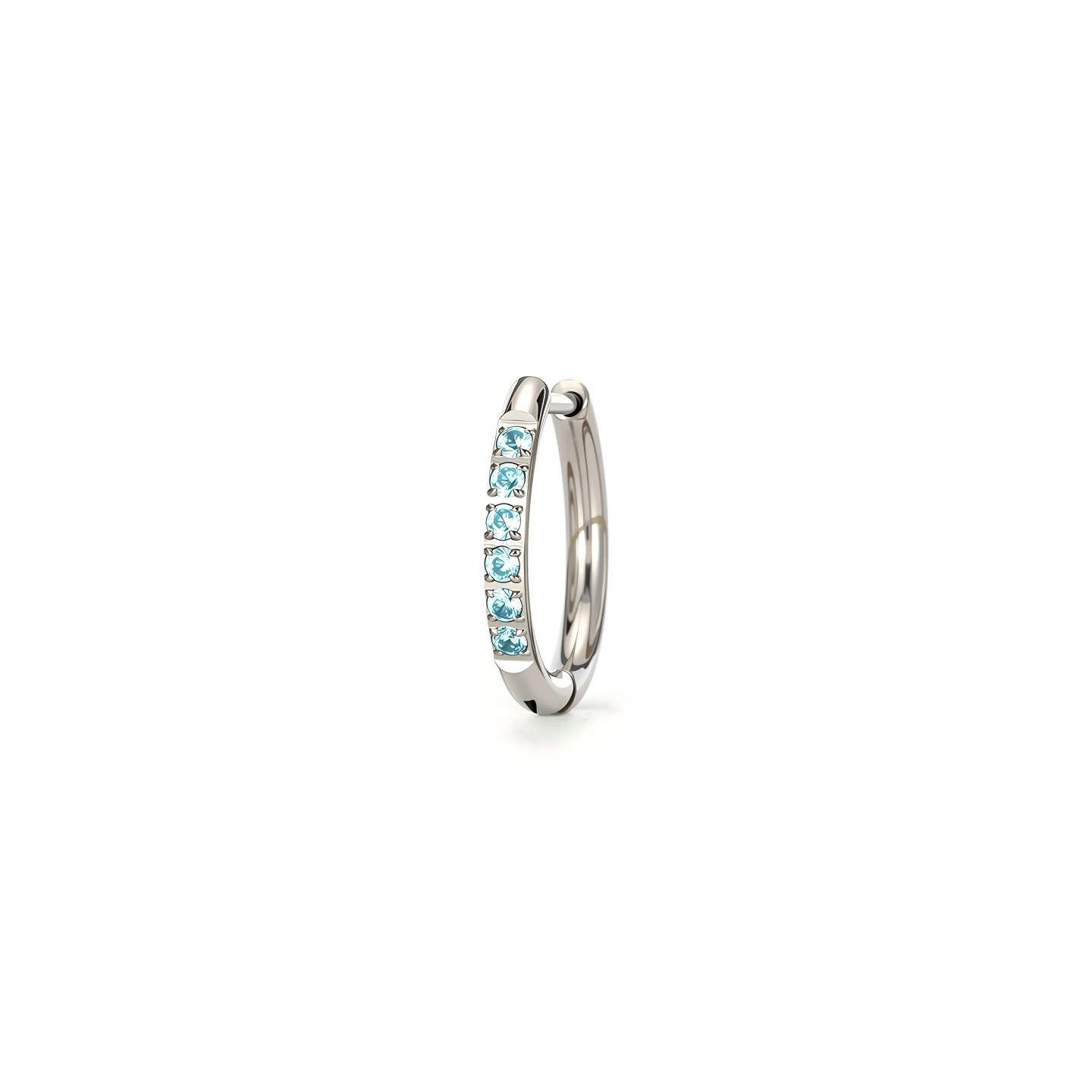 Single Pavé CZ F136 Titanium Hoop Earring