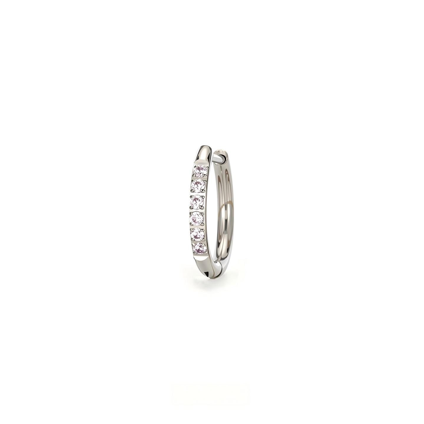 Single Pavé CZ F136 Titanium Hoop Earring
