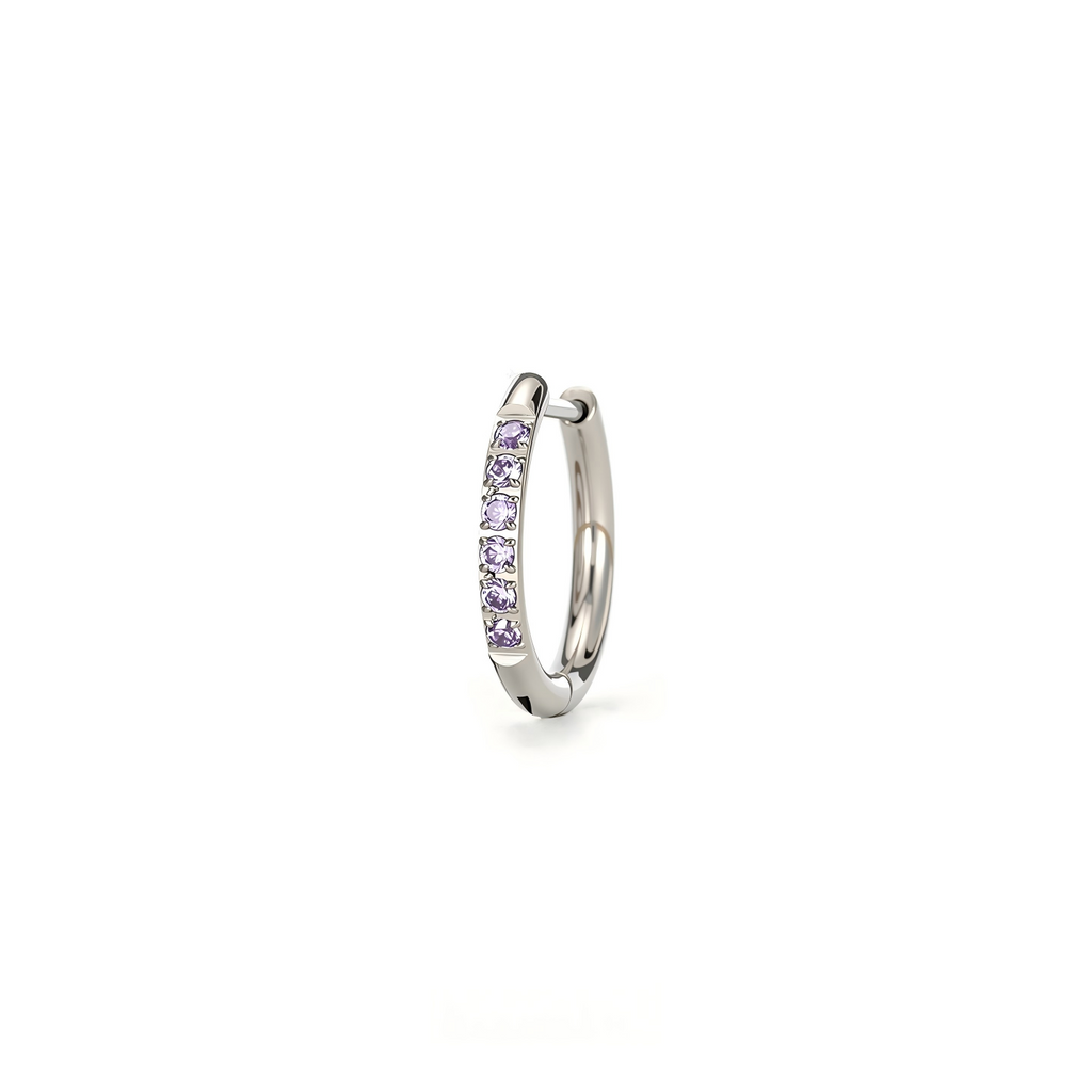 Single Pavé CZ F136 Titanium Hoop Earring