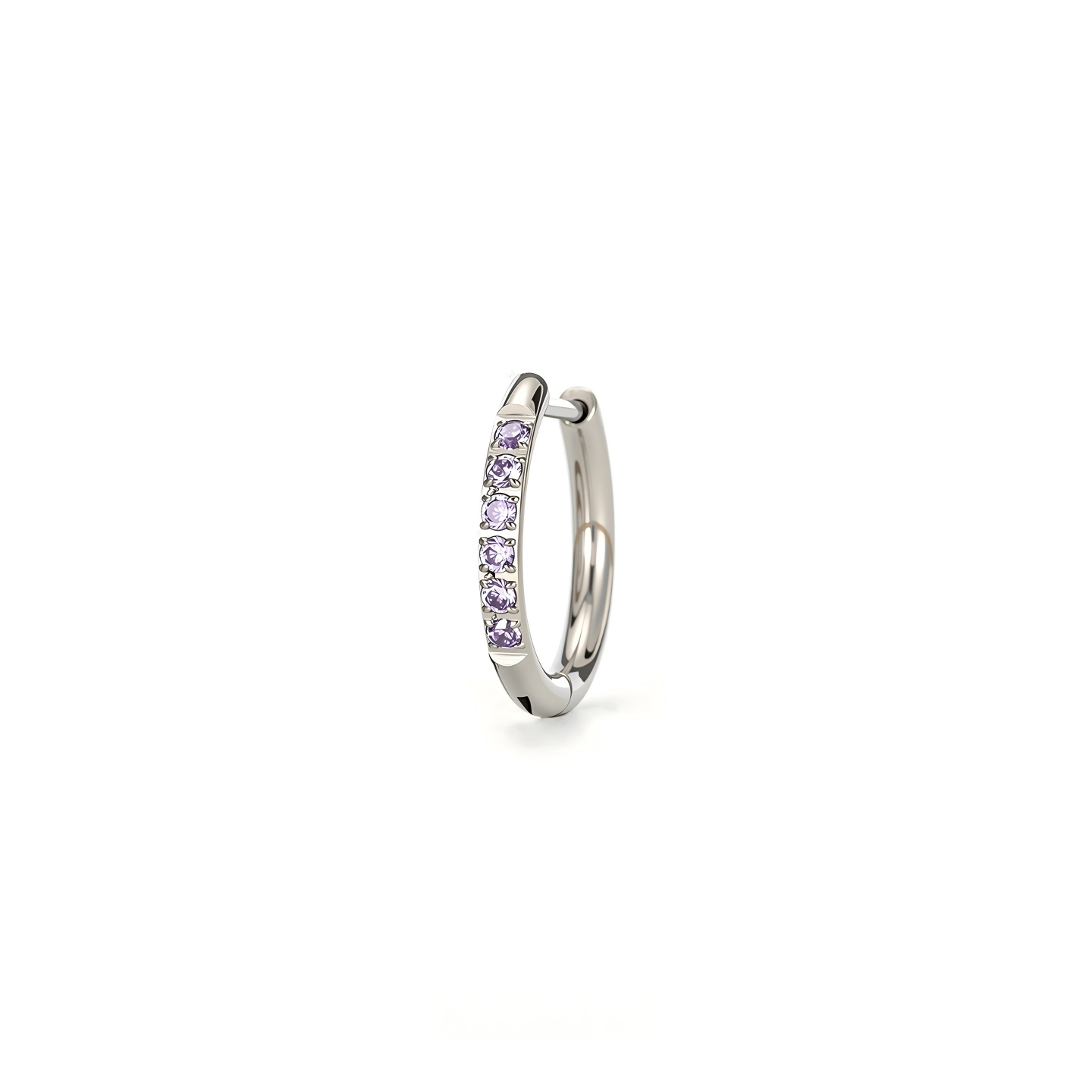 Single Pavé CZ F136 Titanium Hoop Earring
