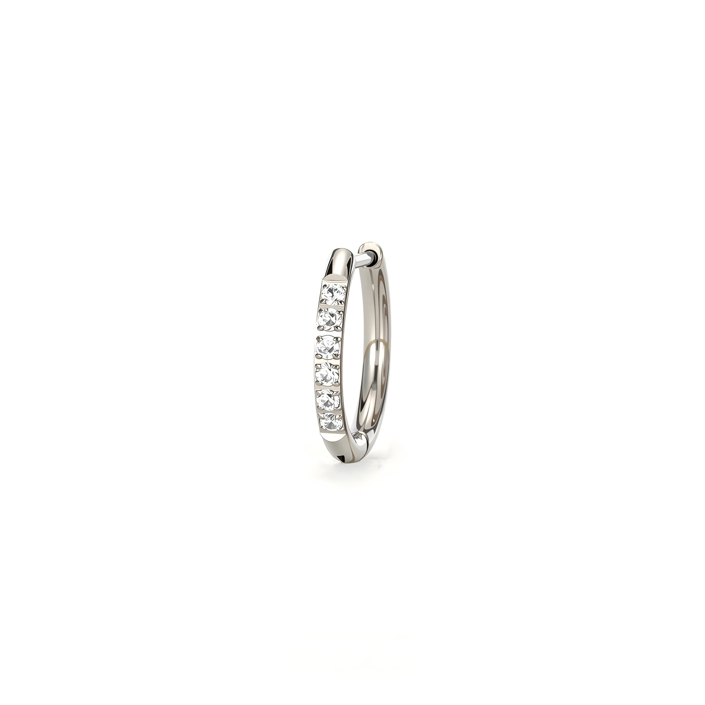 Single Pavé CZ F136 Titanium Hoop Earring