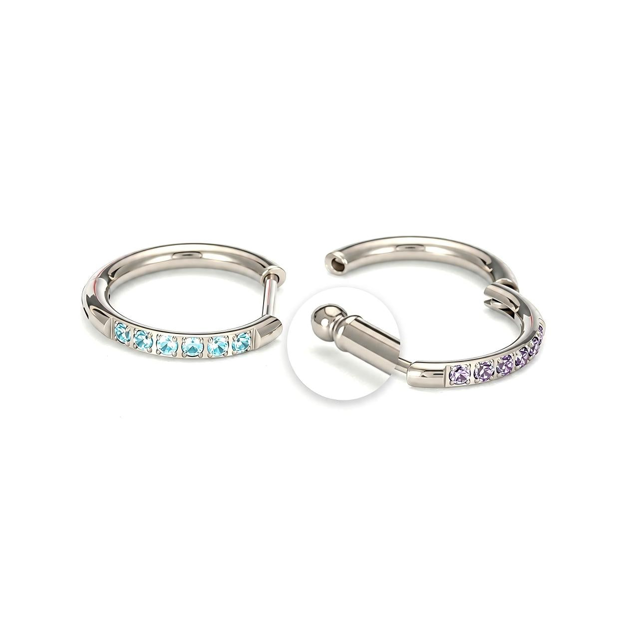 Single Pavé CZ F136 Titanium Hoop Earring