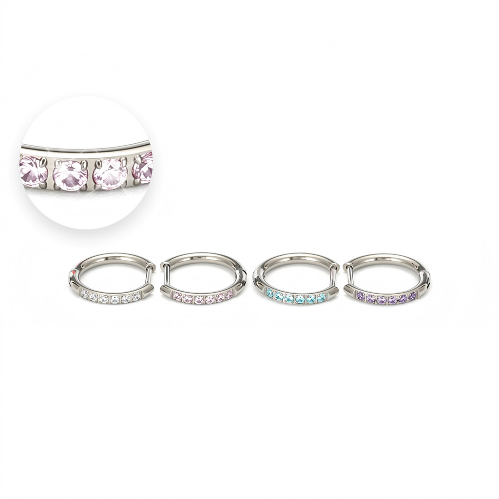 Single Pavé CZ F136 Titanium Hoop Earring
