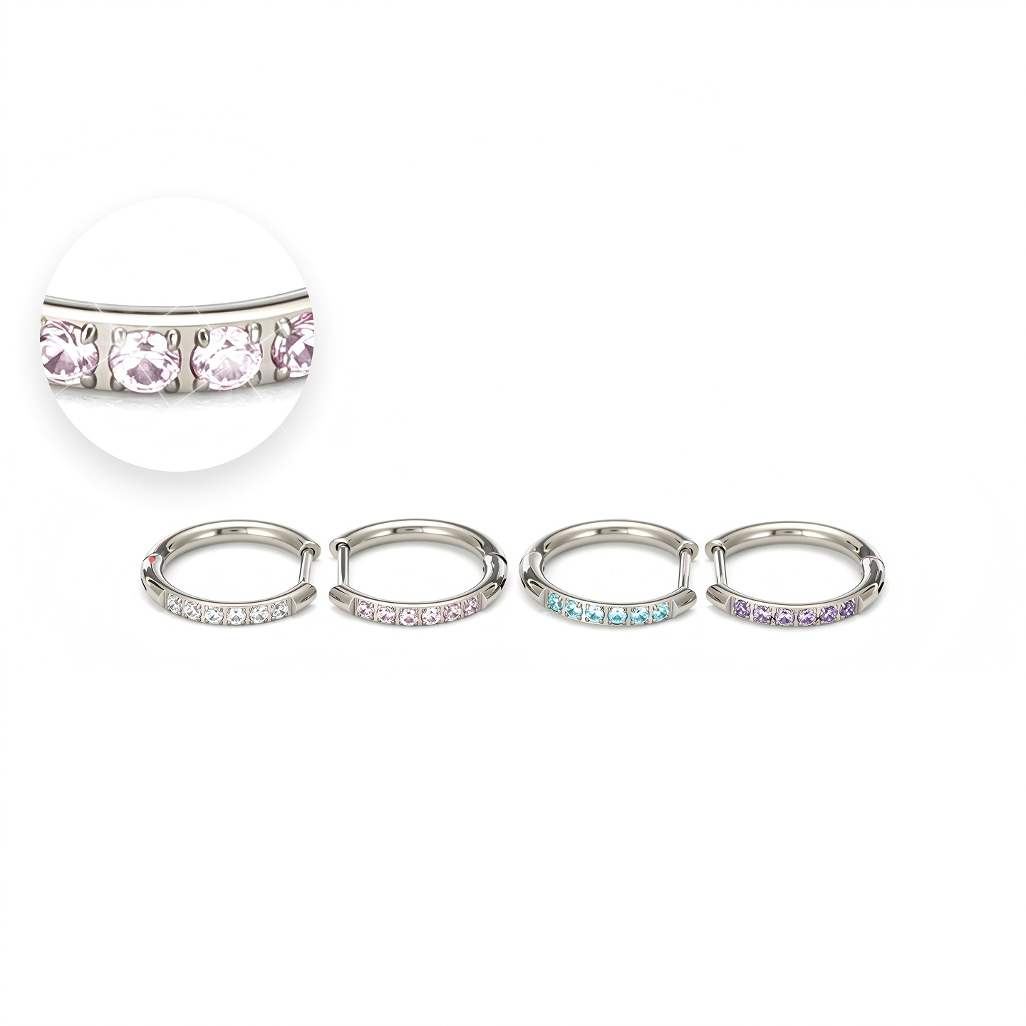 Single Pavé CZ F136 Titanium Hoop Earring