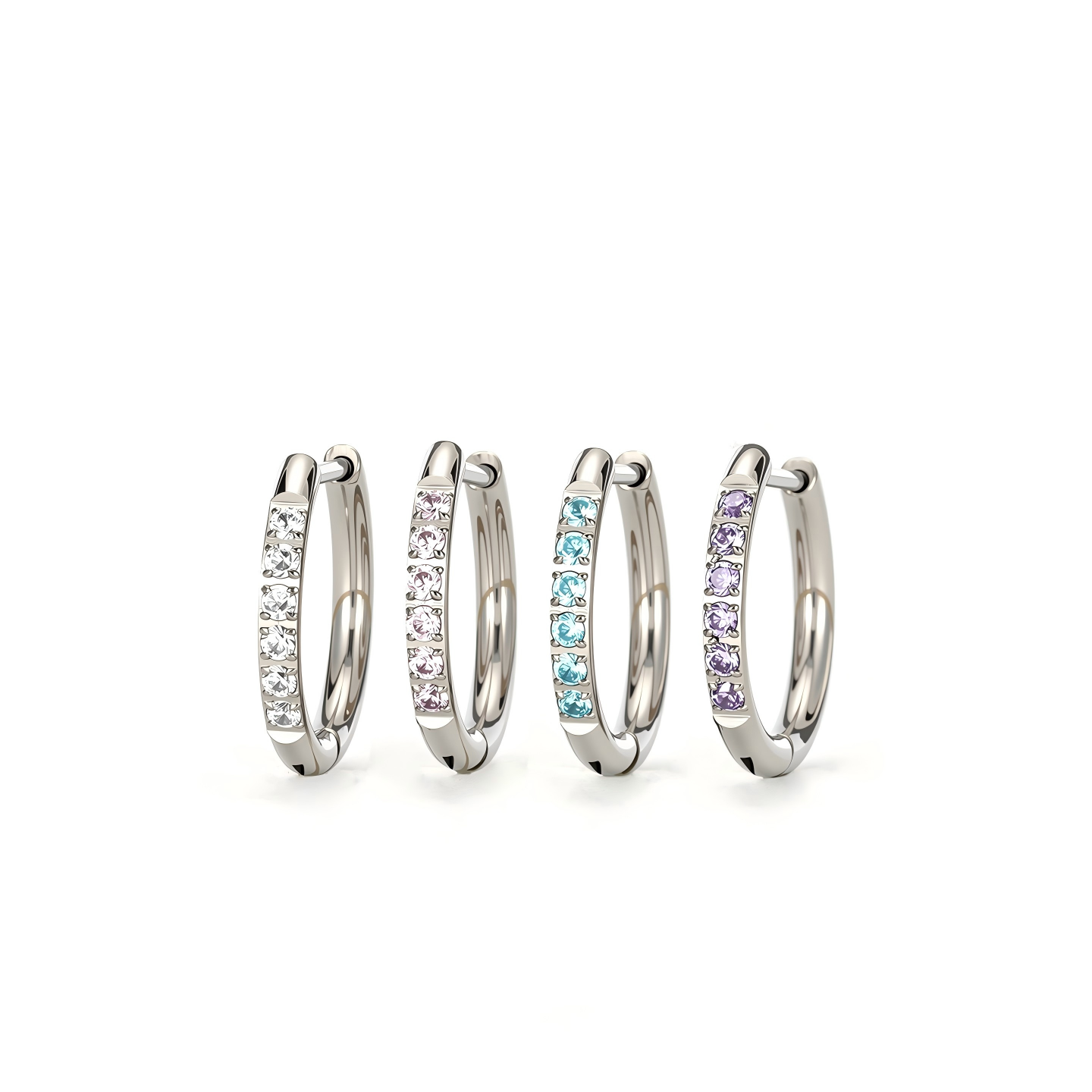 Single Pavé CZ F136 Titanium Hoop Earring