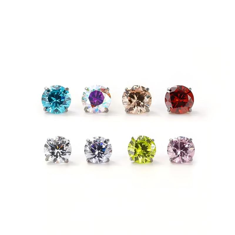 Single Shiny F136 Titanium CZ Flat Back Stud