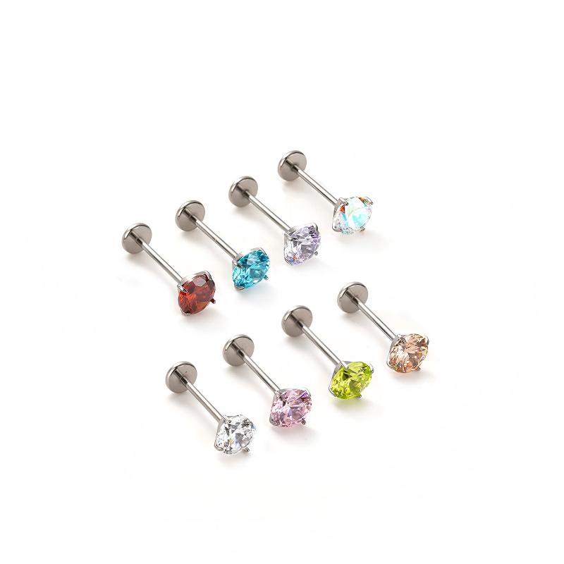 Single Shiny F136 Titanium CZ Flat Back Stud
