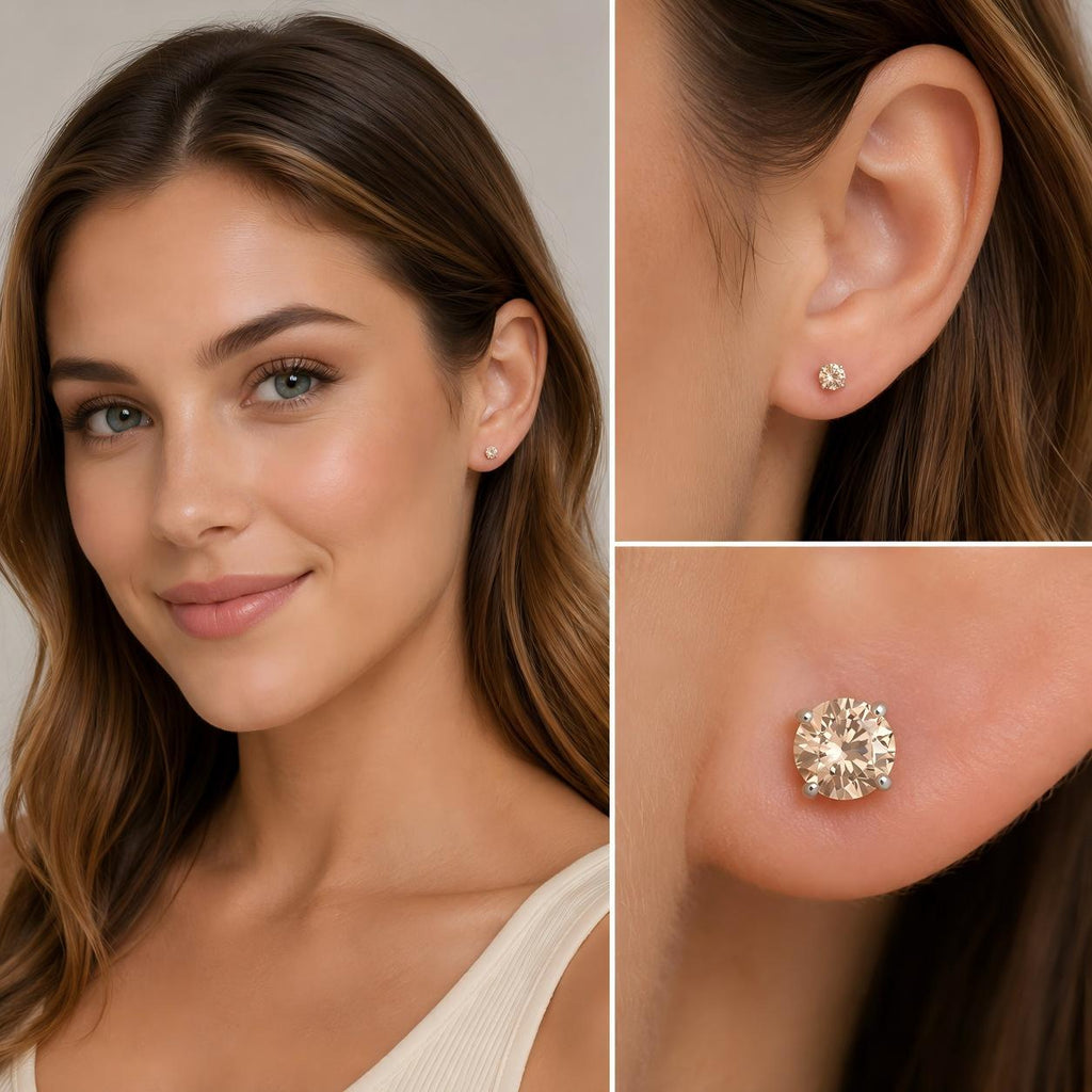 Single Shiny F136 Titanium CZ Flat Back Stud
