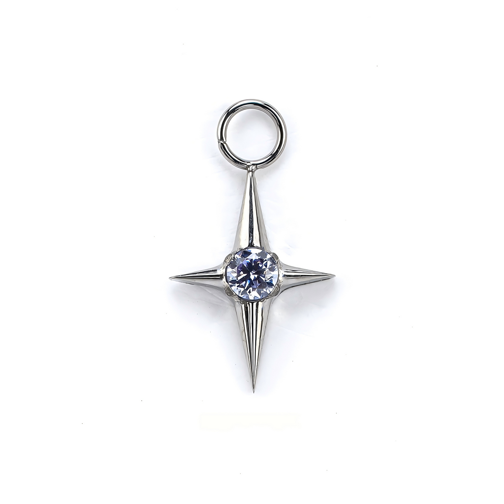 Single Star CZ F136 Titanium Clicker Hoop Earring