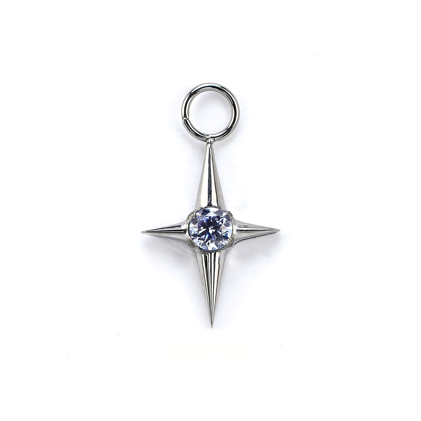 Single Star CZ F136 Titanium Clicker Hoop Earring