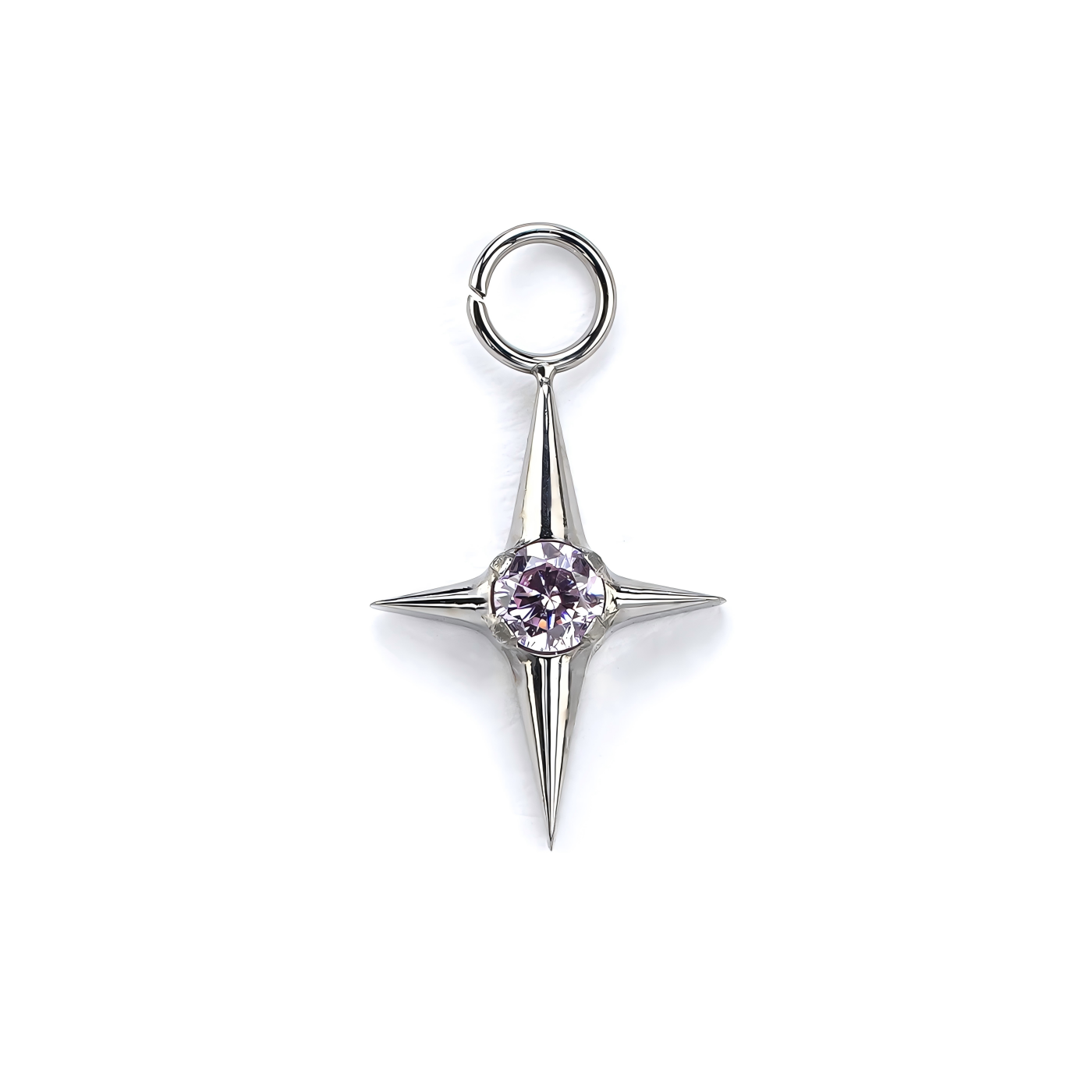 Single Star CZ F136 Titanium Clicker Hoop Earring