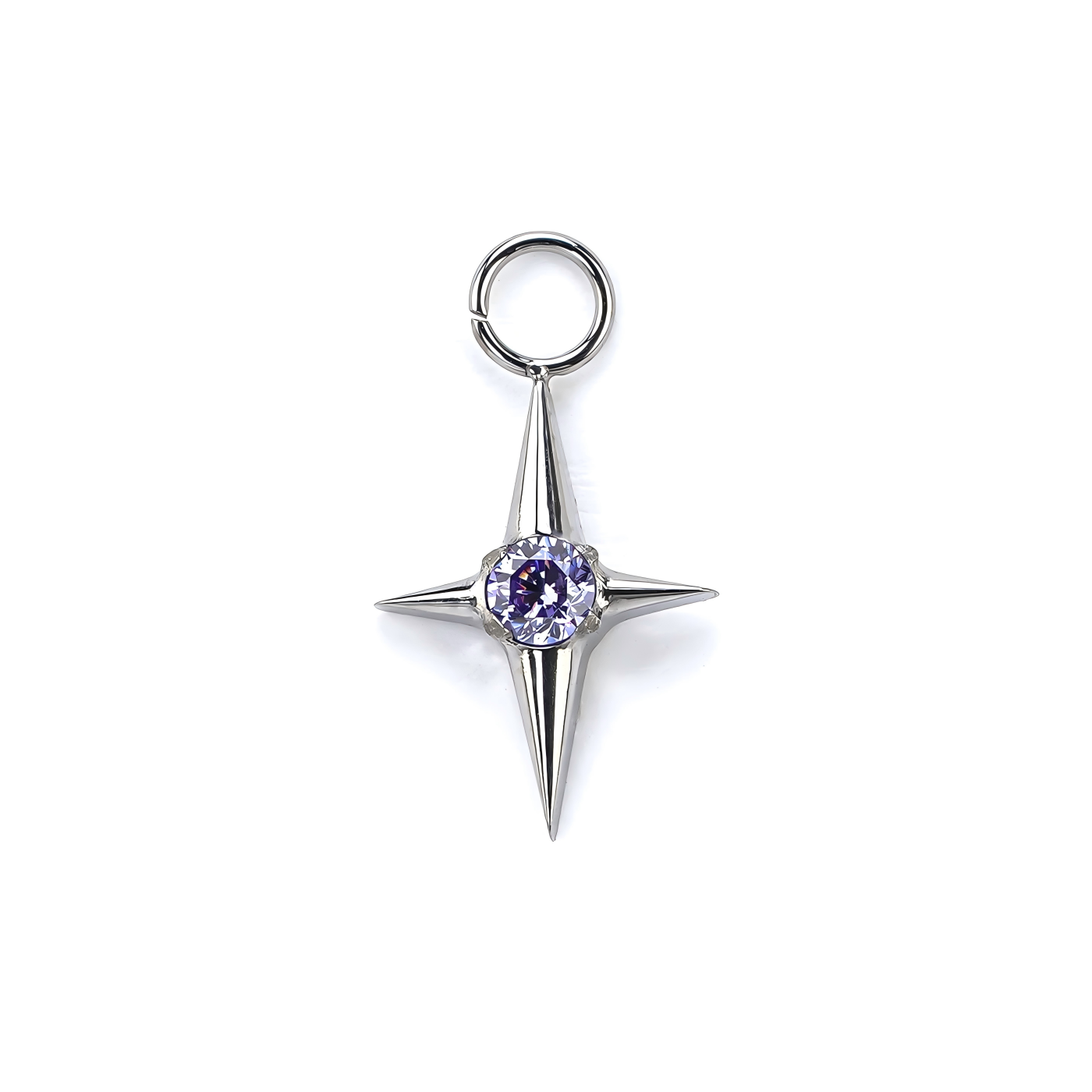 Single Star CZ F136 Titanium Clicker Hoop Earring